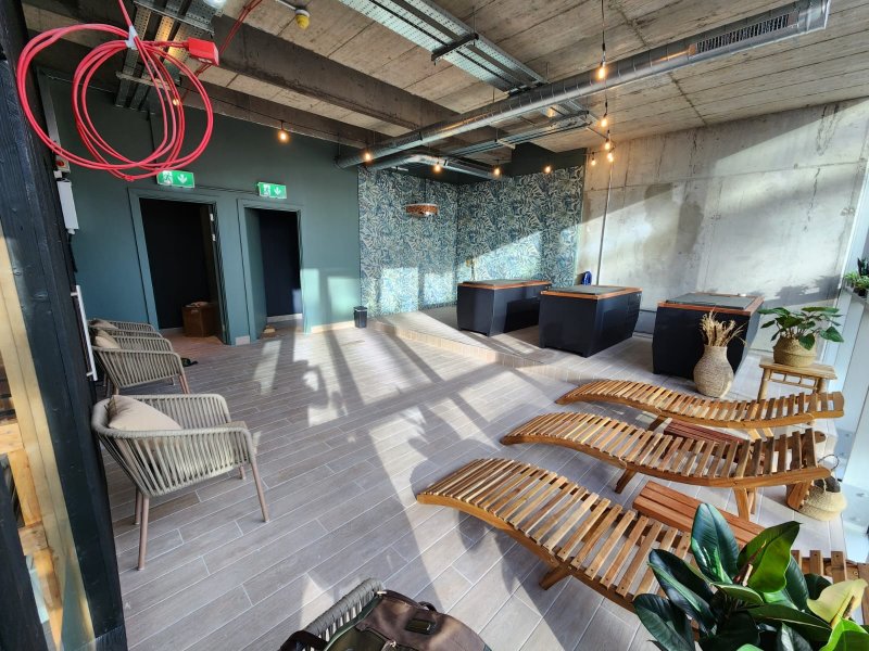 Wide view of spa room with light ceramic tiled floor – RC Tiling Dublin